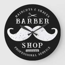 Mustache Barber Shop Modern Hairstylist Barbershop Stor Klocka