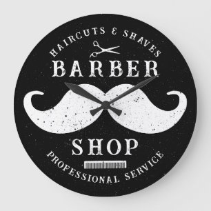 Mustache Barber Shop Modern Hairstylist Barbershop Stor Klocka