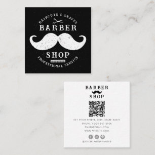 Mustache Barber Shop Modern Masculine Hairstylist Fyrkantigt Visitkort