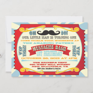 Mustache Bash Biljett Birthday-inbjudan Inbjudningar