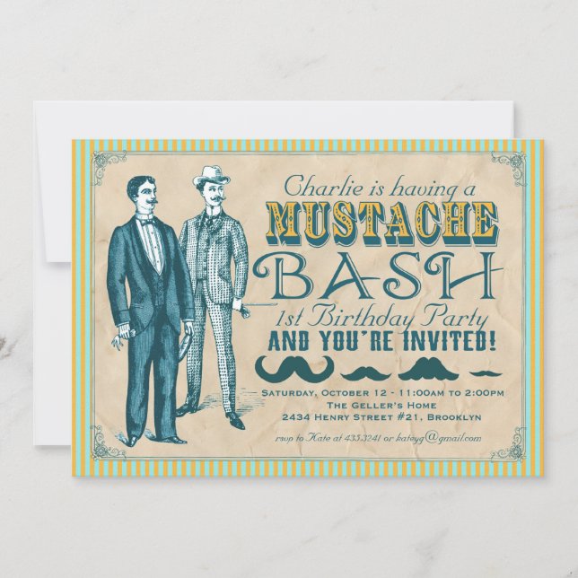 Mustache Bash Party-inbjudan Inbjudningar (Framsida)