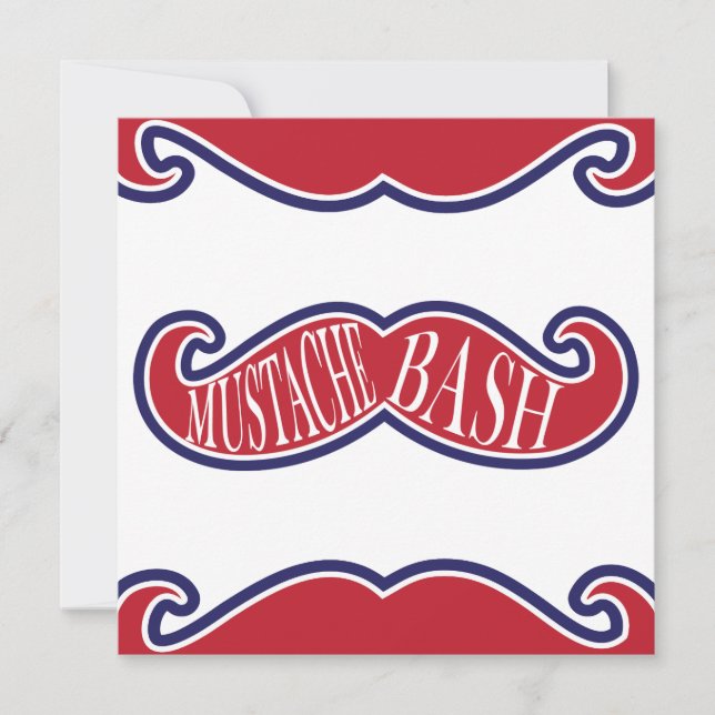 Mustache Bash - Red, White and Blue Inbjudningar (Framsida)
