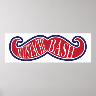 Mustache Bash - Red, White and Blue Poster