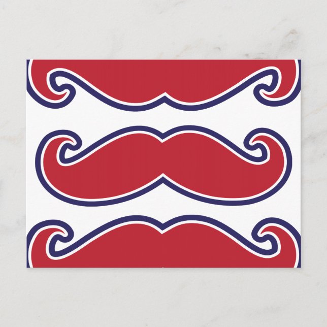 Mustache Bash - Red, White and Blue Vykort (Framsida)