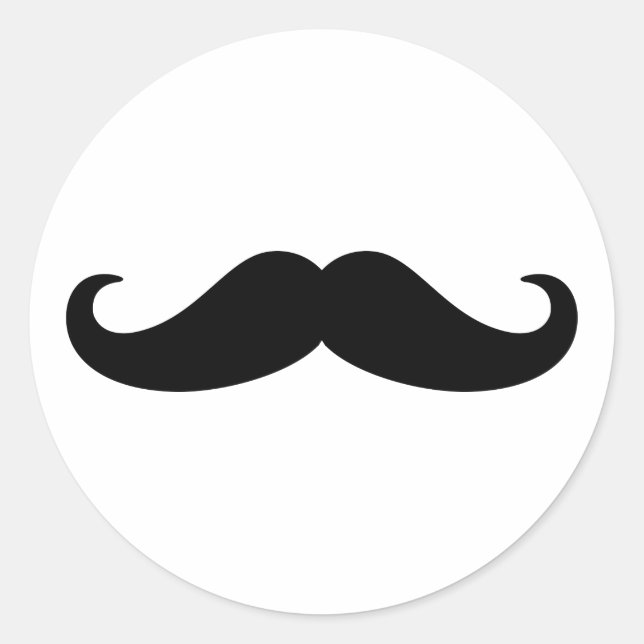 Mustache Beard Runt Klistermärke (Framsida)