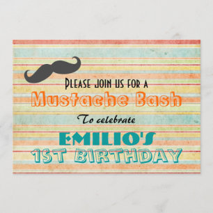 Mustache Birdday Bash Inbjudan