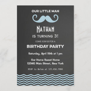 Mustache Birthday-inbjudan Inbjudningar