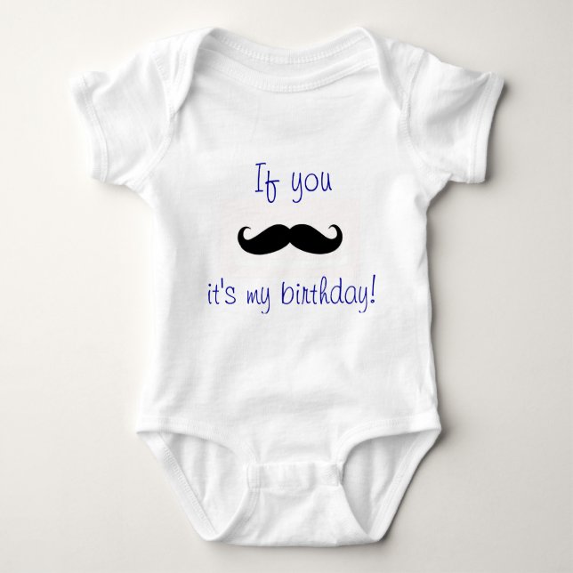Mustache Birthday T Shirt (Framsida)