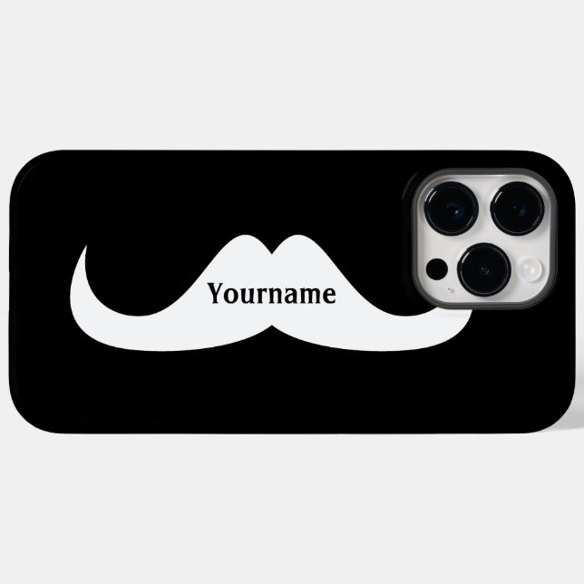 Mustache Black and White Ditt namn Anpassa (Baksida (horisontell))