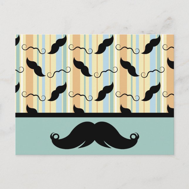 Mustache, Black Handlebar, Gift for Pappa! Vykort (Framsida)