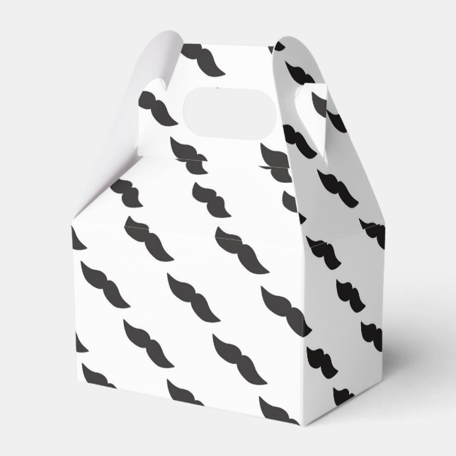 Mustache Black & White Modern Party Favor Boxes Presentaskar (Framsidan Sidan)
