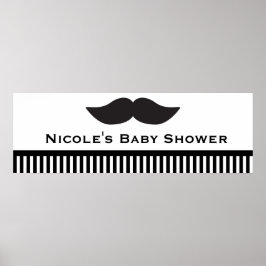 Mustache Black & White Rand Modern Party-banderoll Poster