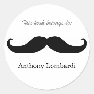 Mustache Bookplåtar Runt Klistermärke