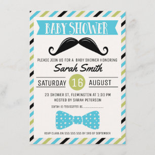 Mustache Bow Little Man Baby Shower-inbjudan Inbjudningar