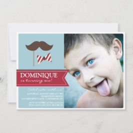 Mustache & Bow Tie Photo Födelsedagsfest inbjudan