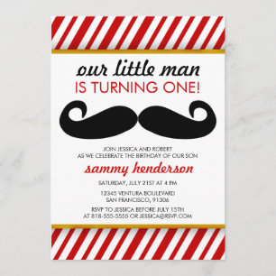 Mustache Boy Birthday-inbjudan Inbjudningar