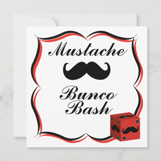 Mustache Bunco Bash-inbjudan Inbjudningar (Framsida)