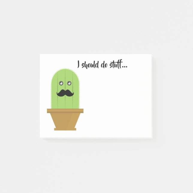 Mustache Cactus Sticky Notes Post-it Block (Framsida)