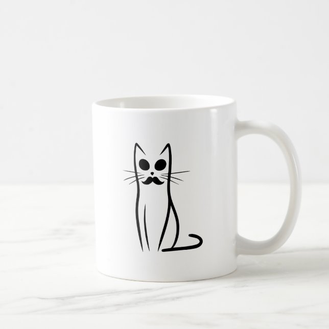 Mustache Cat Pappa Abstrakt Cat Pappa Funny Minima Kaffemugg (Höger)