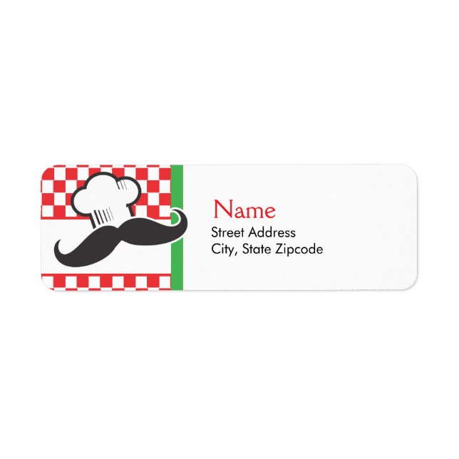 Mustache Chef-adressetikett Returadress Etikett (Framsidan)