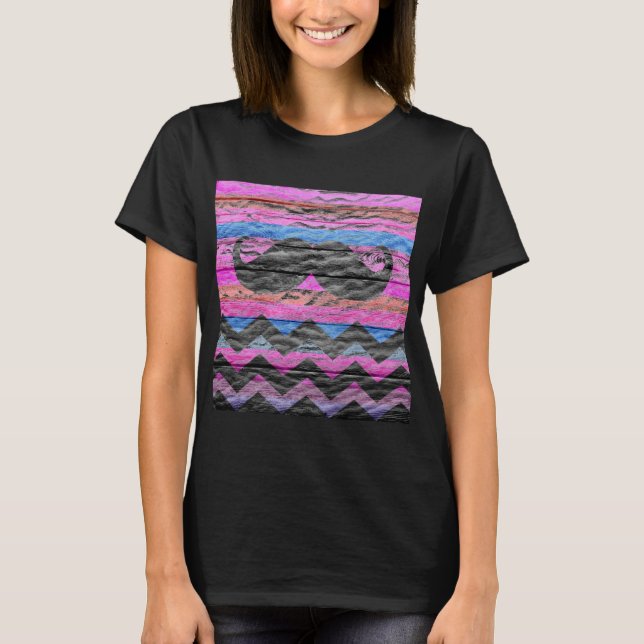 Mustache Chevron Modern Wood #2 T-shirt (Framsida)