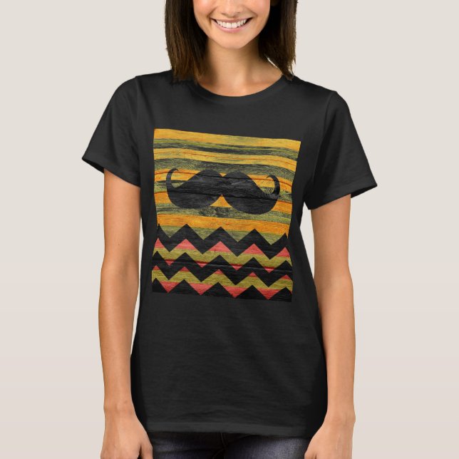 Mustache Chevron Modern Wood #3 T-shirt (Framsida)