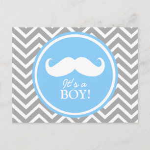 Mustache Chevron pojke dusch Inbjudan Vykort