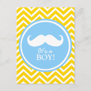 Mustache Chevron pojke dusch Inbjudan Vykort