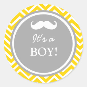Mustache Chevron pojke dusch Runt Klistermärke