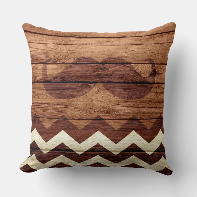 Mustache Chevron Vintage Wooden #3 Kudde (Framsida)