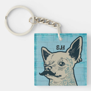 Mustache Chihuahua Graffiti Monogram