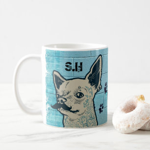 Mustache Chihuahua Graffiti Monogram Kaffemugg