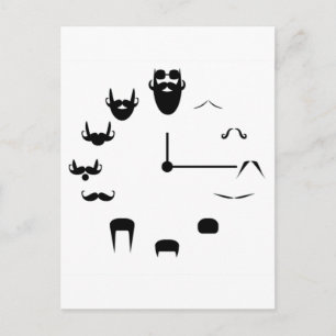 Mustache Clockface Vykort