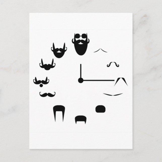 Mustache Clockface Vykort (Framsida)