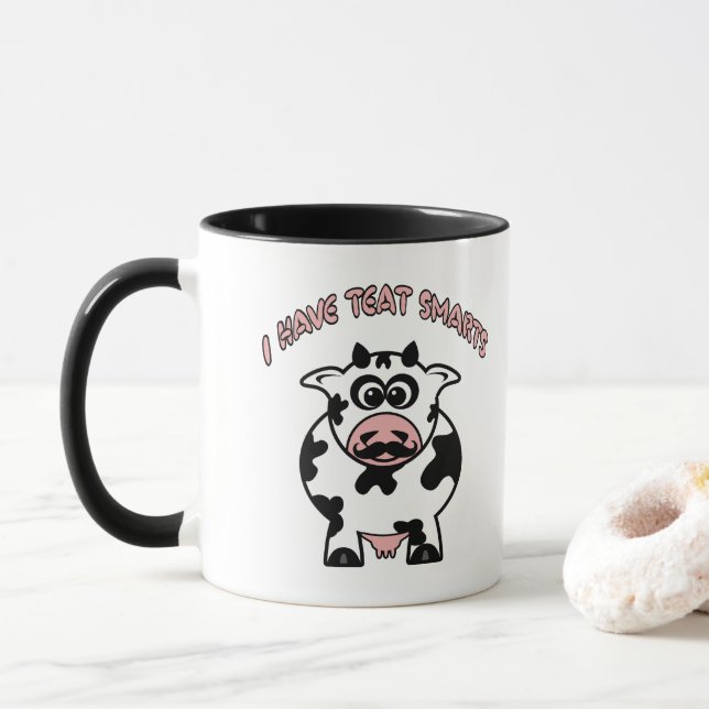 Mustache Cow Teat Smarts Mugg (Med munk)