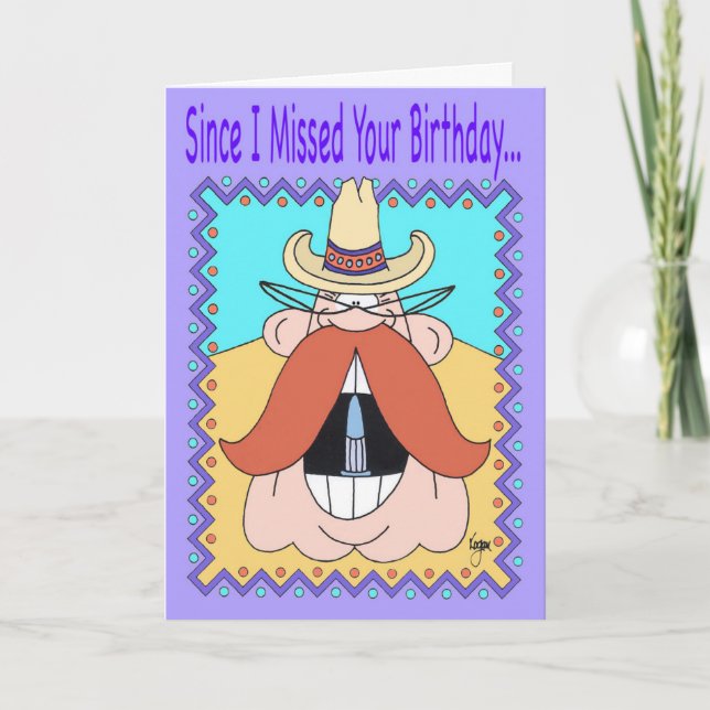 MUSTACHE COWBOY Belet Birthday Card Kort (Framsida)