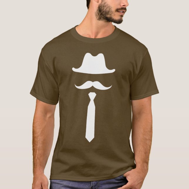 Mustache & Cowboy Hat Pictogram T-Shirt (Framsida)