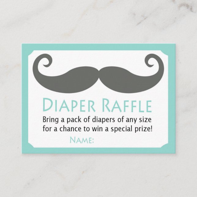 Mustache Diaper Raffle Biljett (Framsida)