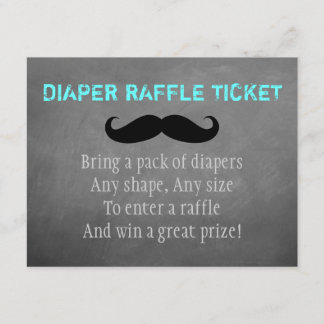 Mustache Diaper Raffle Biljett Tilläggskort