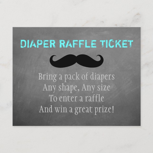 Mustache Diaper Raffle Biljett Tilläggskort (Framsida)