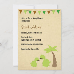 Mustache Dinosaur Theme Baby Shower-inbjudan Inbjudningar