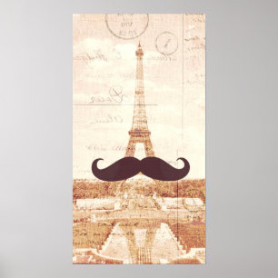 Mustache Eiffel Torn Poster