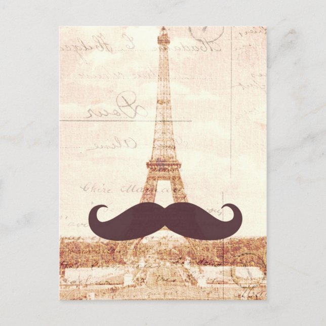 Mustache Eiffel Torn Vykort (Framsida)