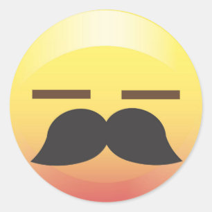 Mustache Emoji Sigh Party Sticker Runt Klistermärke