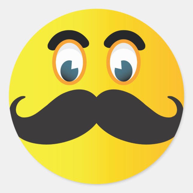 Mustache Emoji Sticker Runt Klistermärke (Framsida)