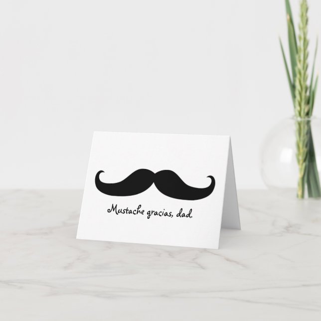 Mustache Fars dag eller födelsedagskort Tack Kort (Framsida)