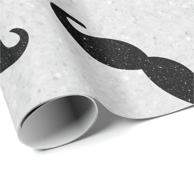 Mustache Fars dag Glitter Presentpapper (Rullad Hörn)