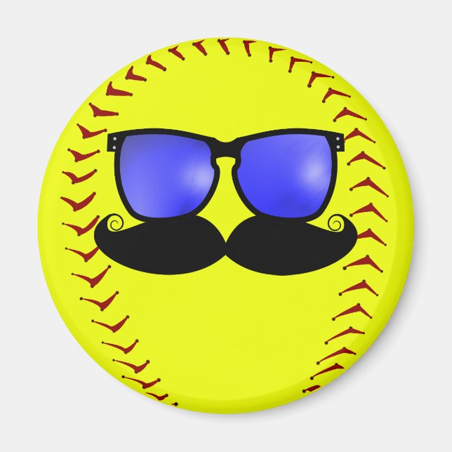Mustache Fastpitch Softball Magnet (Framsidan)