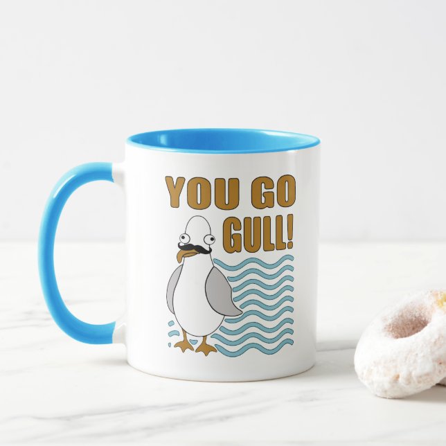 Mustache Fiskmås You Go Gull Mugg (Med munk)