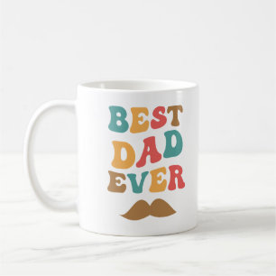 Mustache för bästa Pappa någonsin för Retro Groovy Kaffemugg